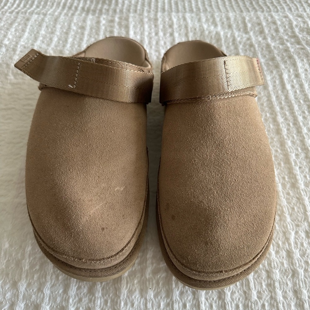 UGG Chestnut Suede Slip-On Clog with Adjustable Strap - Picture 4 of 5